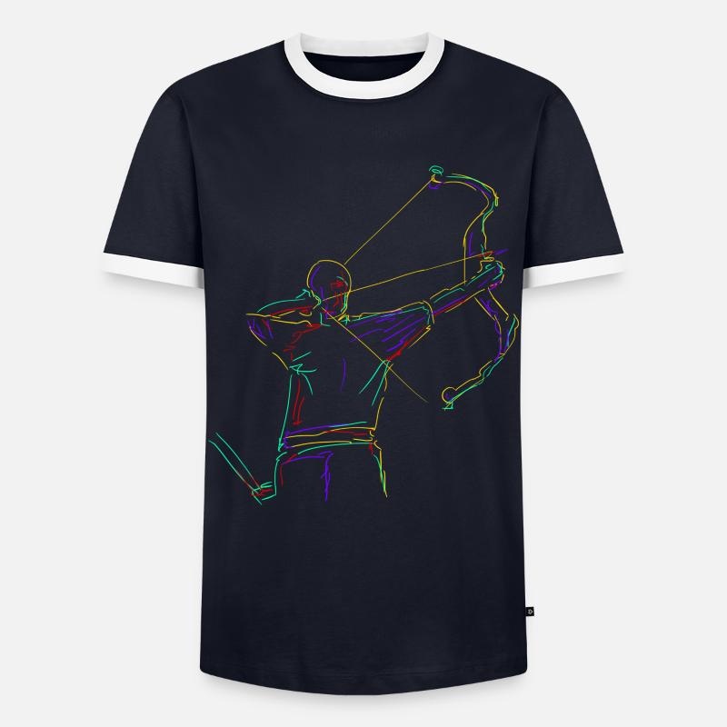 3D Bogensport Compoundbogen - Männer Kontrast-T-Shirt - Navy/Weiß 