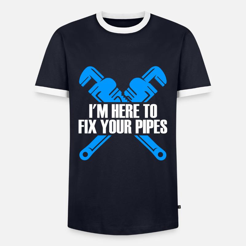 A Pipefitter Pipefitter Pipefitting - Men's Ringer Shirt - navy/white 