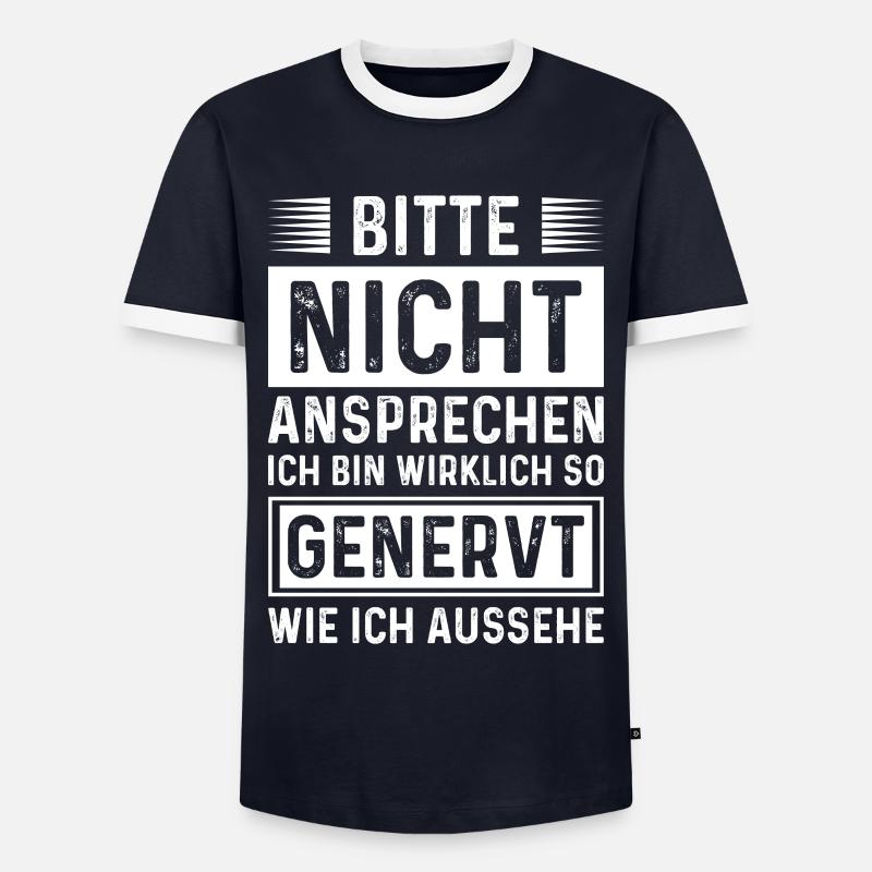 Bitte nicht ansprechen. - Männer Kontrast-T-Shirt - Navy/Weiß 