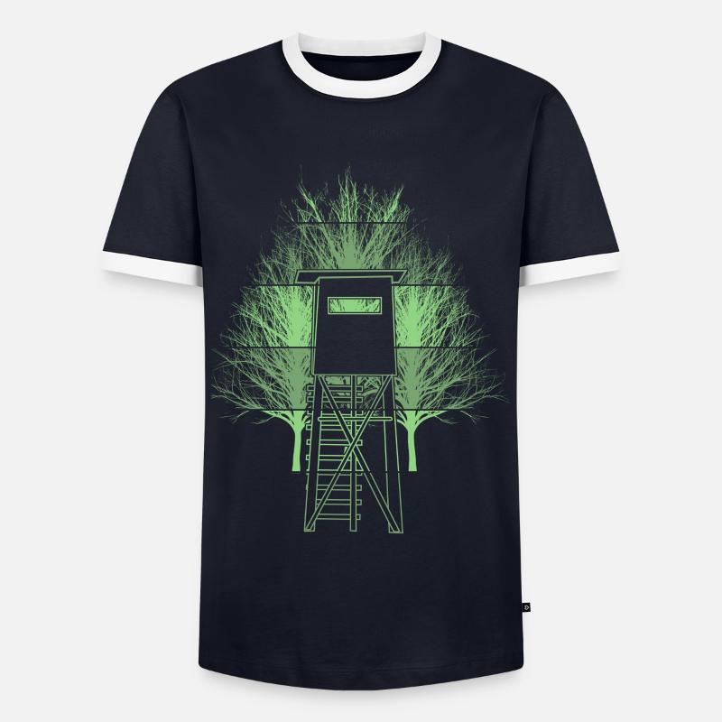 Jägerin Jagd Hochsitz Jäger - Männer Kontrast-T-Shirt - Navy/Weiß 