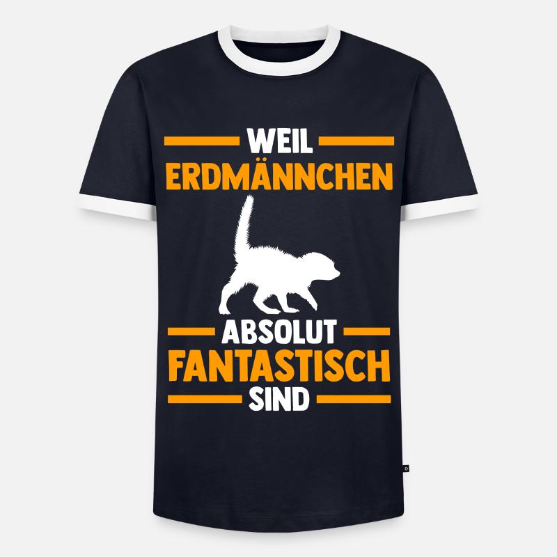 Erdmännchen - Männer Kontrast-T-Shirt - Navy/Weiß 
