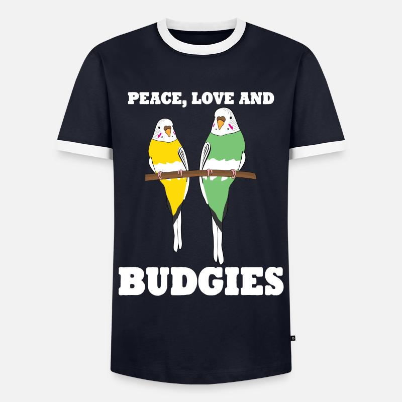 Budgerigar Birds Budgerigars - Men's Ringer Shirt - navy/white 