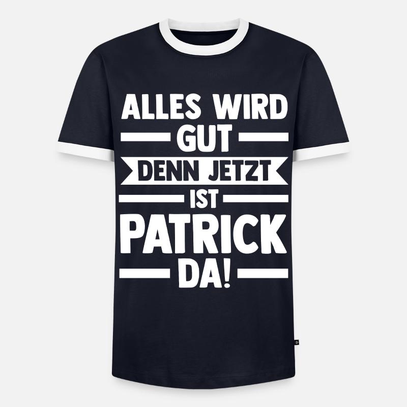 Patrick - Männer Kontrast-T-Shirt - Navy/Weiß 