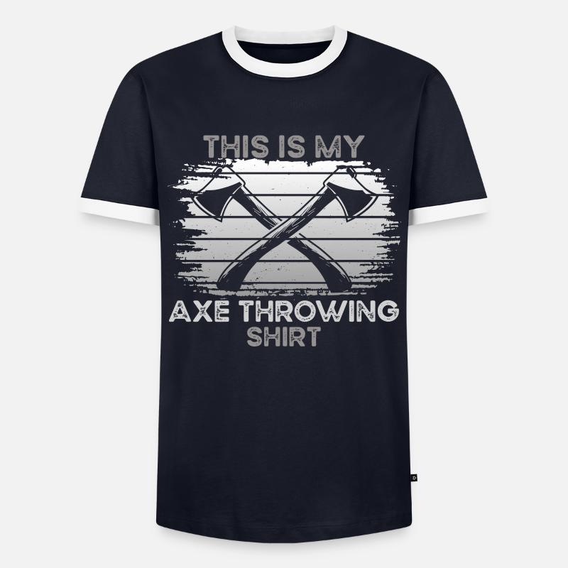 Axe Throwing - Men's Ringer Shirt - navy/white