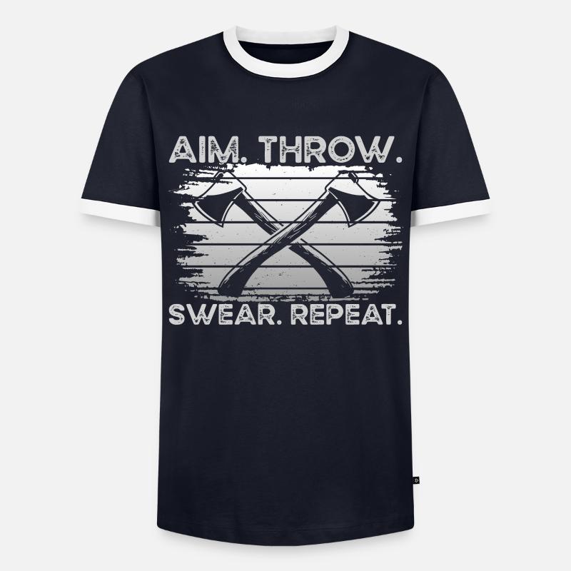 Aim Throw Swear Repeat - Men's Ringer Shirt - navy/white
