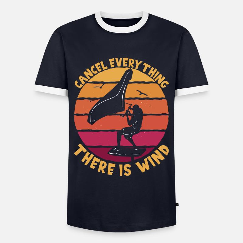 There Is Wind Foiling - Männer Kontrast-T-Shirt - Navy/Weiß