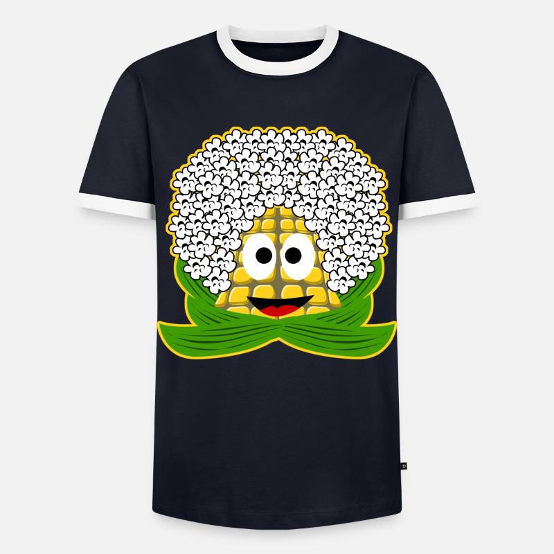 Popcorn Mais - Männer Kontrast-T-Shirt - Navy/Weiß 