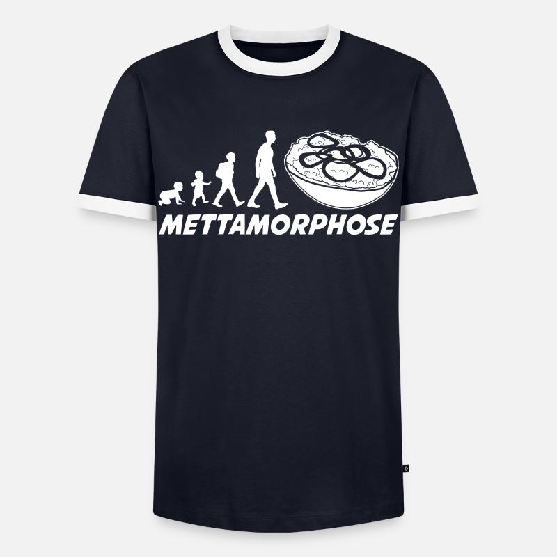 Mettbrötchen Mettigel Hackfleisch Mett - Männer Kontrast-T-Shirt - Navy/Weiß 