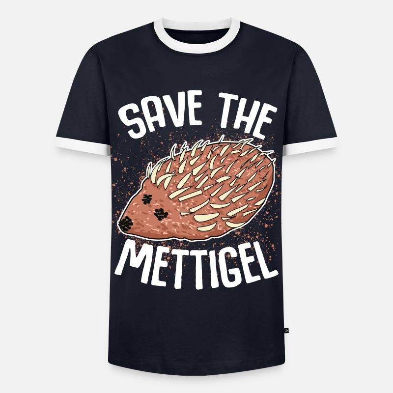 Mettigel Mettbrötchen Hackfleisch Mett - Männer Kontrast-T-Shirt - Navy/Weiß 