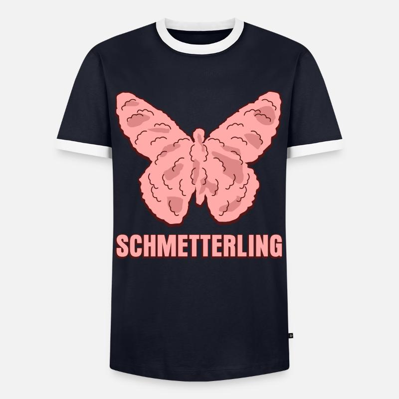 Hackfleisch Schmetterling Mett - Männer Kontrast-T-Shirt - Navy/Weiß 