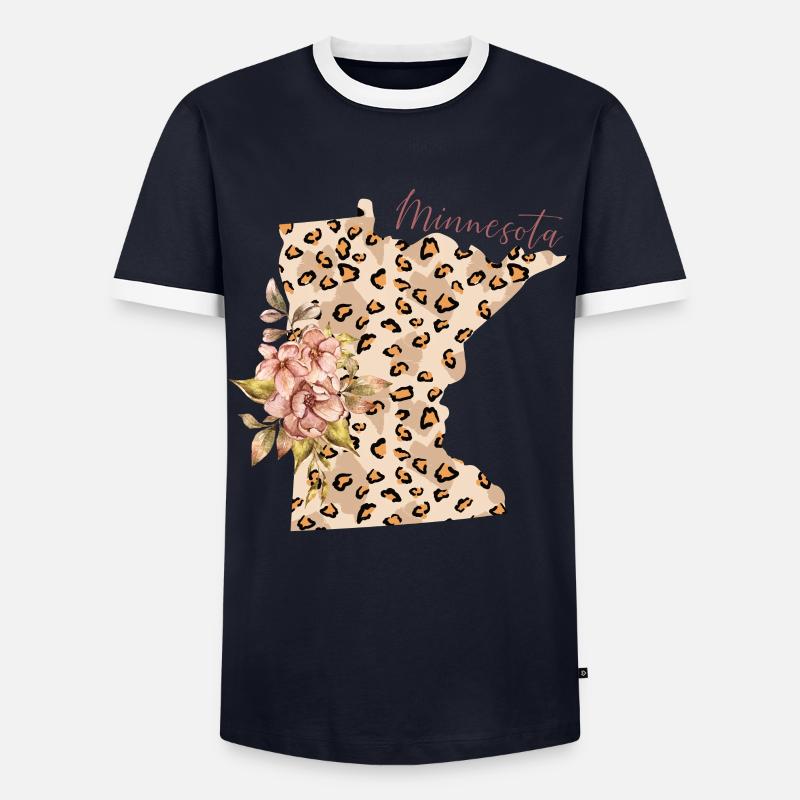 Minnesota Leopard State Minnesota - Men's Ringer Shirt - navy/white 