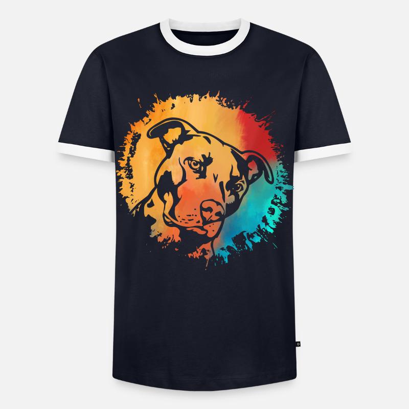 Pitbull - Männer Kontrast-T-Shirt - Navy/Weiß