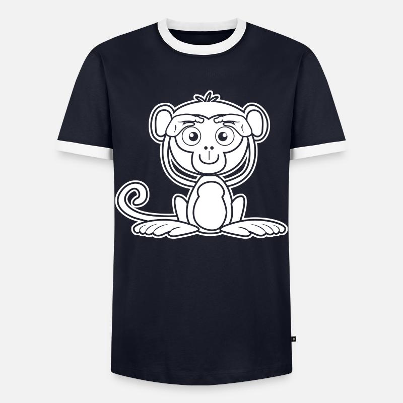 Monkey Cute Monkey - Men's Ringer Shirt - navy/white
