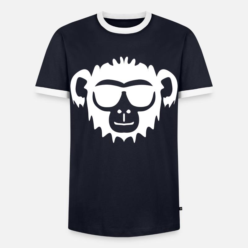 Monkey with sunglasses monkey - Men's Ringer Shirt - navy/white 