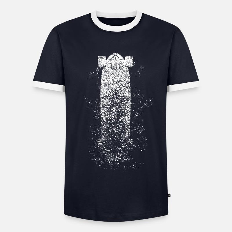 Longboard Longboarding Rain Longboarder - Men's Ringer Shirt - navy/white 