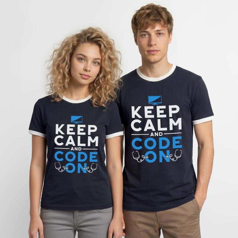 Coding Specialist Keep Calm And Code On Men's Ringer Shirt