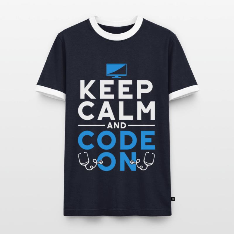Coding Specialist Keep Calm And Code On Men's Ringer Shirt