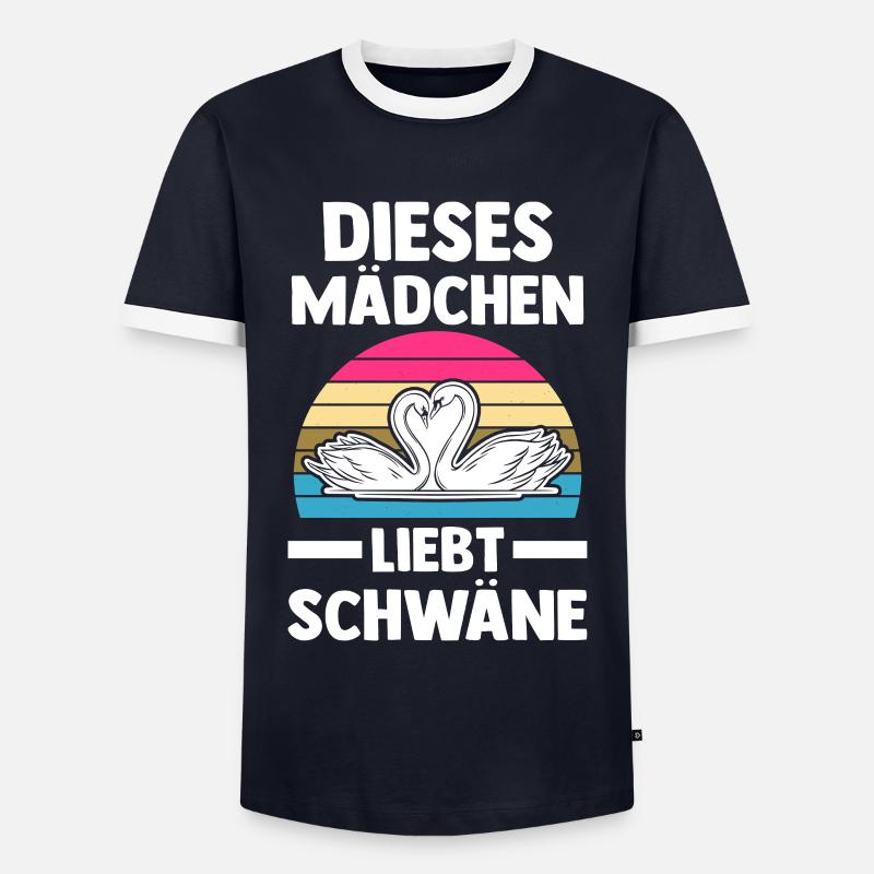 Schwan - Männer Kontrast-T-Shirt - Navy/Weiß