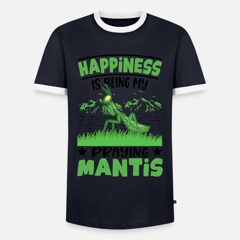 Gottesanbetterin Glück Mantis - Männer Kontrast-T-Shirt - Navy/Weiß 