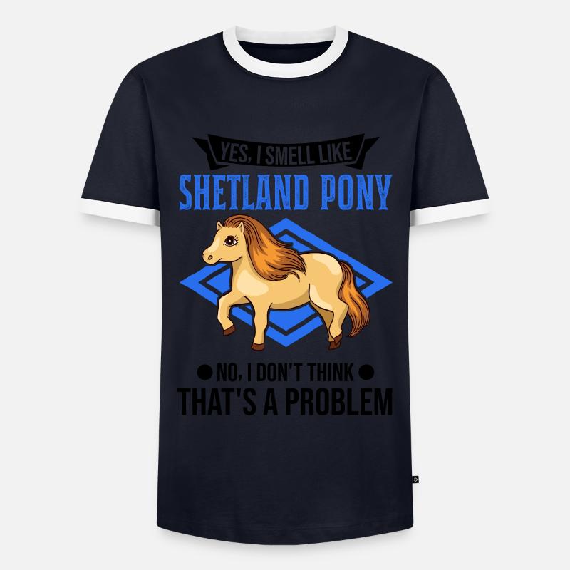 Shetland Pony Geruch Geschenk Shetty - Männer Kontrast-T-Shirt - Navy/Weiß 