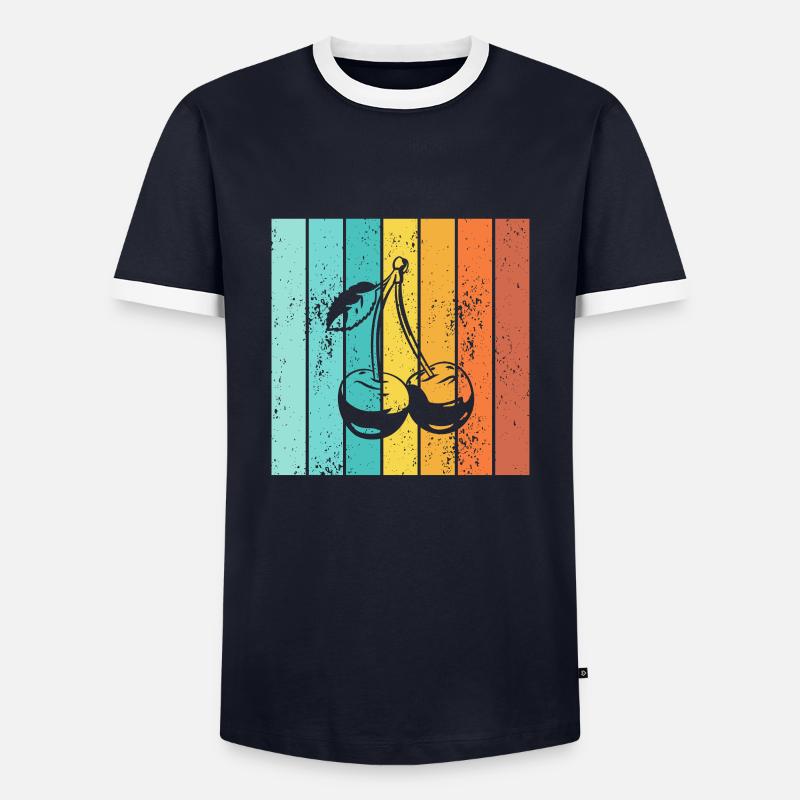 Cherry Retro Fruit Fruit - Men's Ringer Shirt - navy/white 