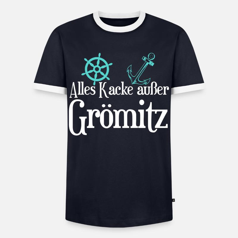 Grömitz Grömitzer - Männer Kontrast-T-Shirt - Navy/Weiß 