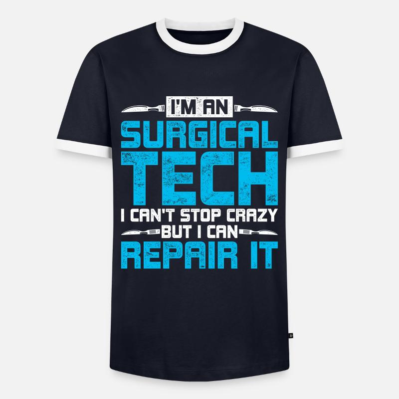 Chirurgischer Assistent - Männer Kontrast-T-Shirt - Navy/Weiß
