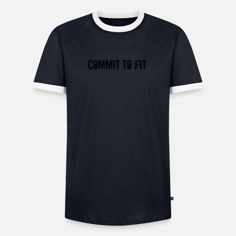 Fitness - Commit to fit - Männer Kontrast-T-Shirt - Navy/Weiß 