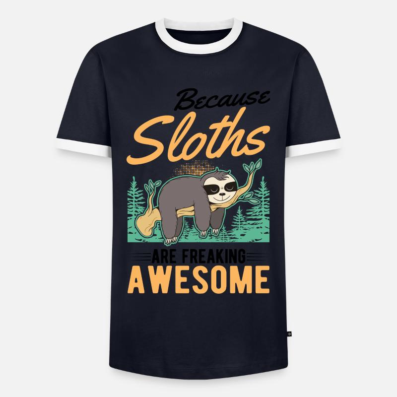 Faultier Geschenk Sloth - Männer Kontrast-T-Shirt - Navy/Weiß 