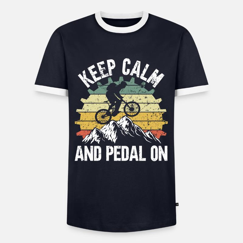MTB Keep Calm - Männer Kontrast-T-Shirt - Navy/Weiß