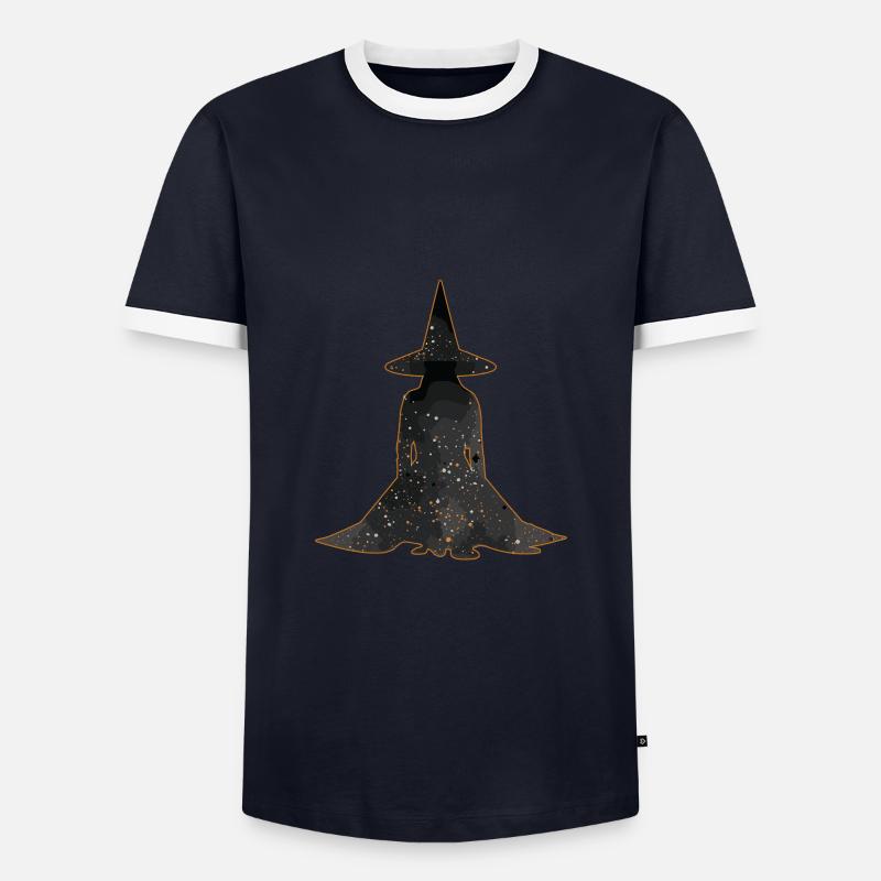 Witch Silhouette Profile, Halloween - Men's Ringer Shirt - navy/white
