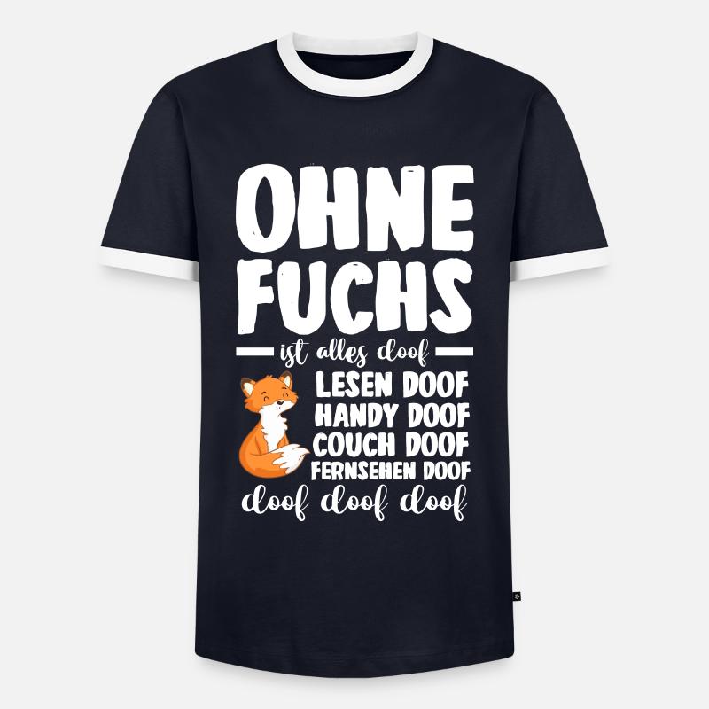 Fuchs - Männer Kontrast-T-Shirt - Navy/Weiß 
