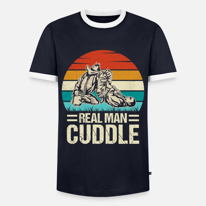 Real Man Cuddle Jiu-Jitsu - Männer Kontrast-T-Shirt - Navy/Weiß 