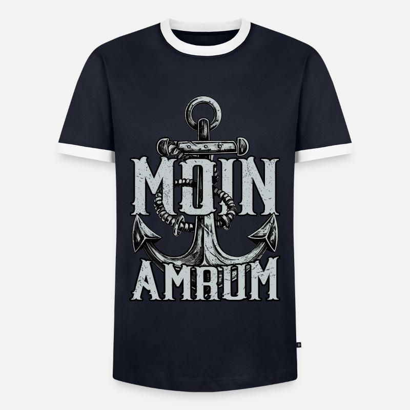 Moin Amrum - Männer Kontrast-T-Shirt - Navy/Weiß 