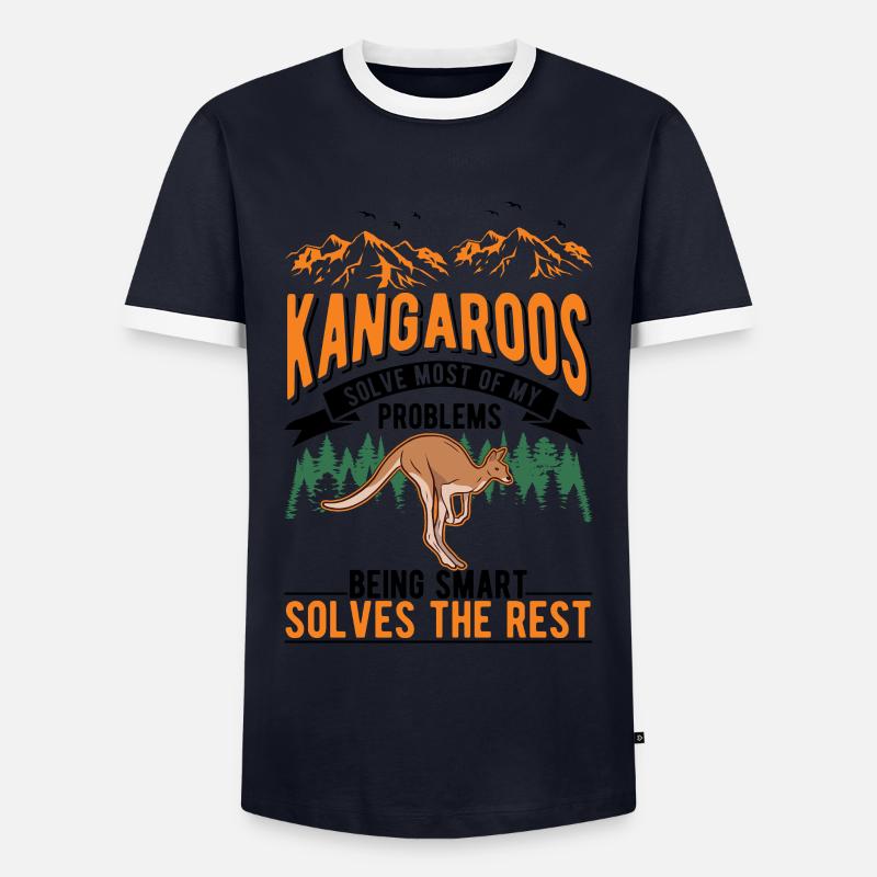 Känguru Australien Kangaroo - Männer Kontrast-T-Shirt - Navy/Weiß 