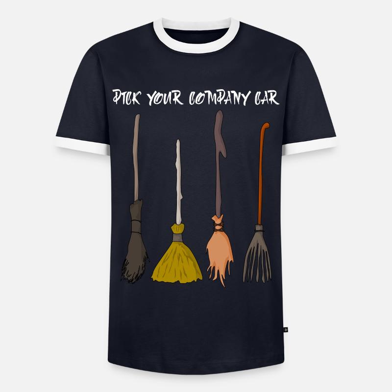 Witch's Broom Halloween Witch Witchcraft - Männer Kontrast-T-Shirt - Navy/Weiß