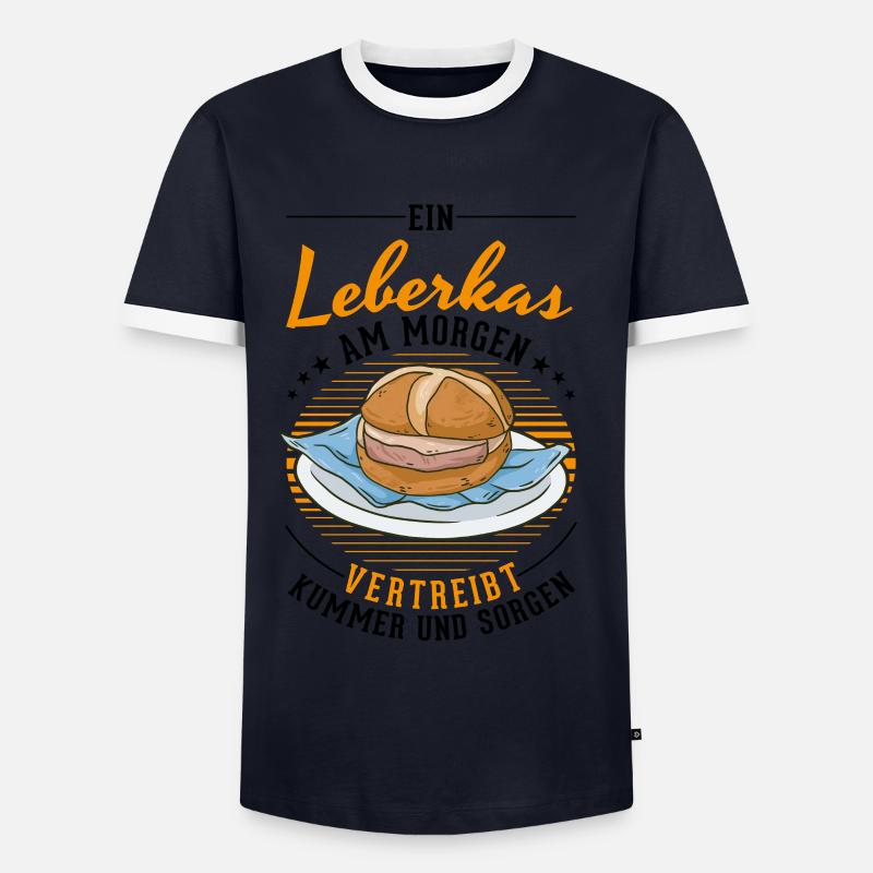 Leberkas Leberkäse Fleischkäse - Männer Kontrast-T-Shirt - Navy/Weiß 