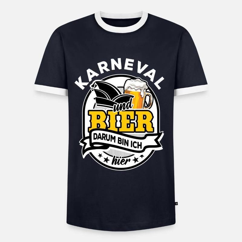 Karneval & Bier - darum bin ich hier - Männer Kontrast-T-Shirt - Navy/Weiß 