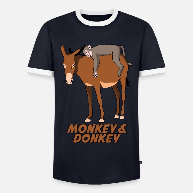 Monkey and Donkey - Männer Kontrast-T-Shirt - Navy/Weiß 