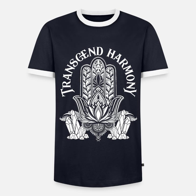 Transcend Harmony Meditation Mantra - Men's Ringer Shirt - navy/white 