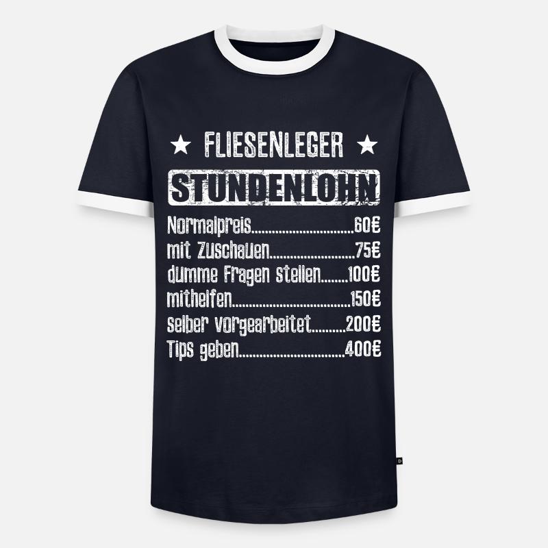 Stundenlohn Fliesenleger - Beruf - Spruch - Männer Kontrast-T-Shirt - Navy/Weiß 