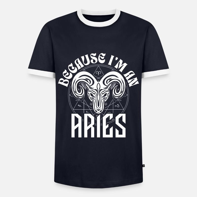Weil ich Widder bin - Sternzeichen - Männer Kontrast-T-Shirt - Navy/Weiß