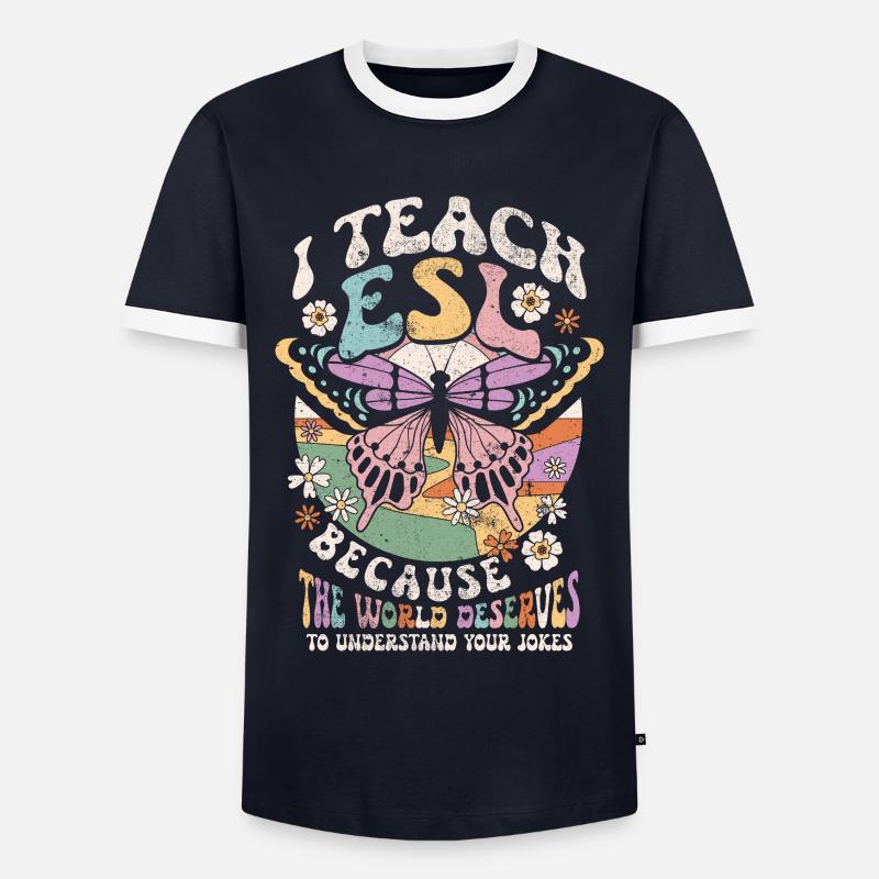 Englischlehrerin Sprachlehrer Englischlehrer - Männer Kontrast-T-Shirt - Navy/Weiß 