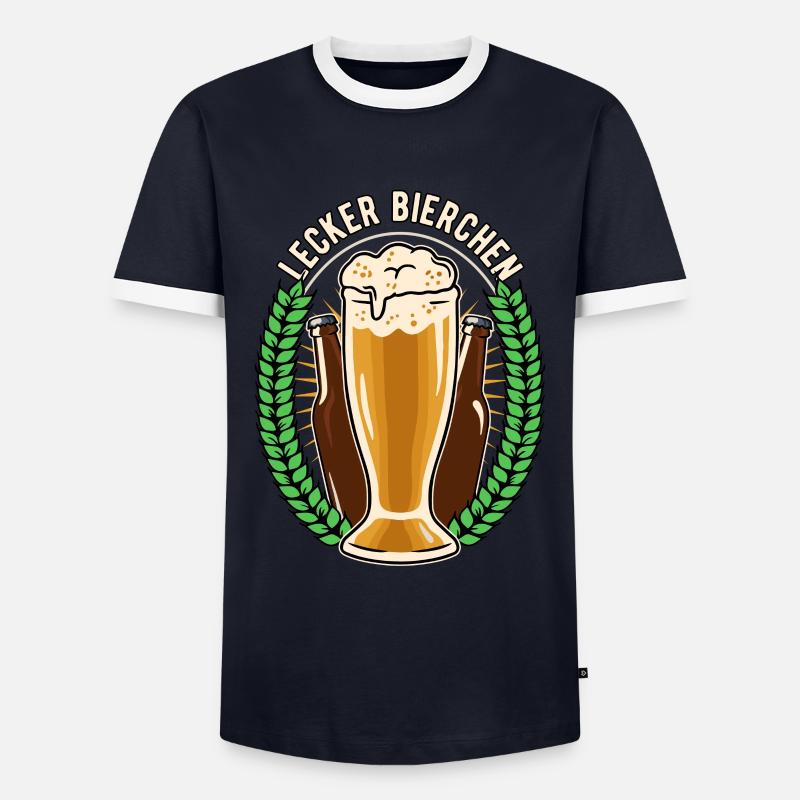Lecker Bierchen - Männer Kontrast-T-Shirt - Navy/Weiß 