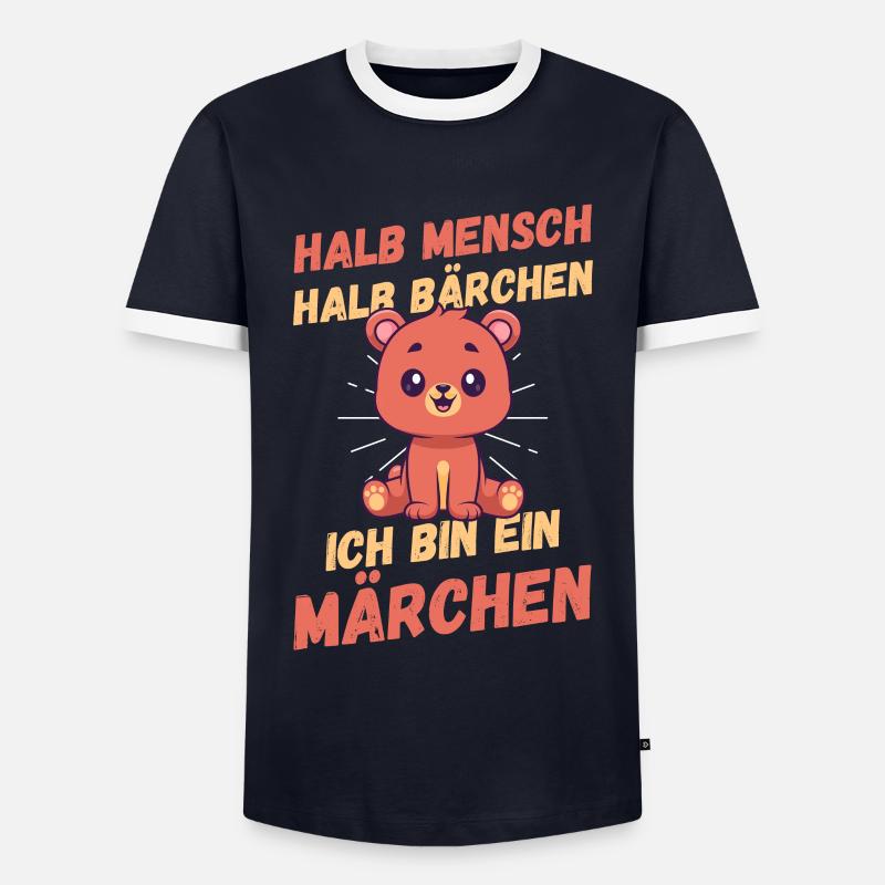 Half Human, Half Bear - Men's Ringer Shirt - navy/white 