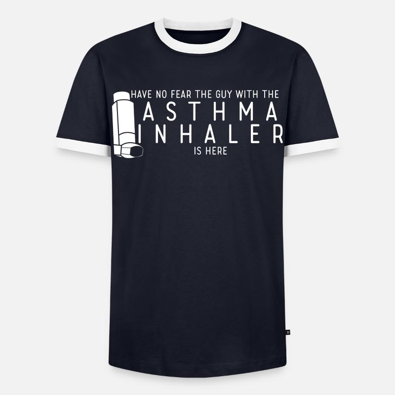 Asthmatic Asthma Inhaler Wheezing - Männer Kontrast-T-Shirt - Navy/Weiß 