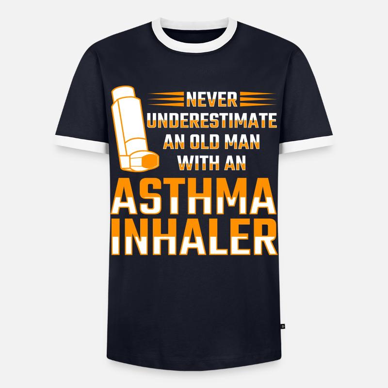 Asthma Inhaler Asthmatic Wheezing - Men's Ringer Shirt - navy/white