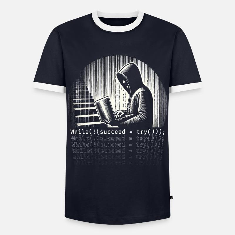 Robotik Ingenieur While (!(succeed=Try())); - Männer Kontrast-T-Shirt - Navy/Weiß 