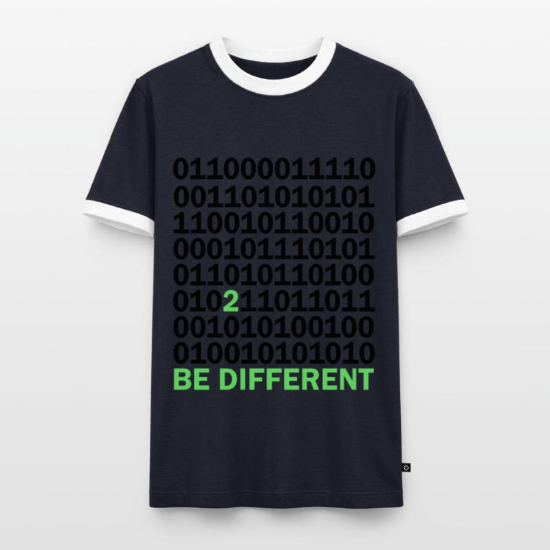 Cadeau Be Different Binary Code Nerd T-shirt contrasté Homme