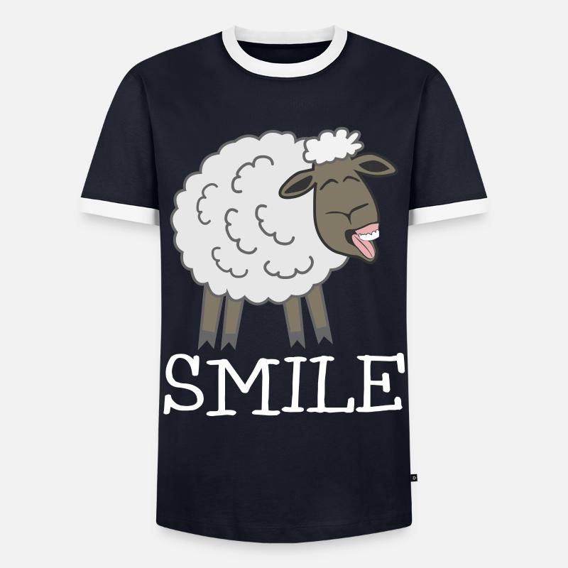Smiling Sheep - Männer Kontrast-T-Shirt - Navy/Weiß 